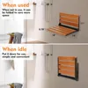 18" Teak Folding Shower Seat Wall Mounted,Fold Down Shower Bench for Shower Space Home Care Teak Wood Stool Aximum Load 380lb 6