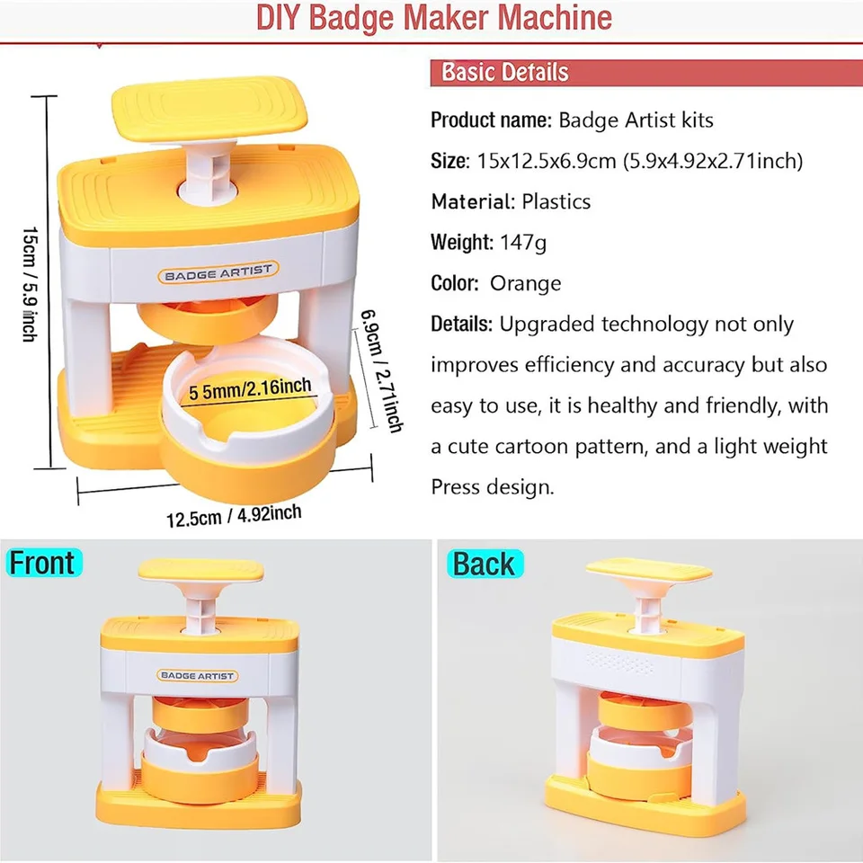 Machine à Badges DIY 55 Mm - Kit Créatif Pour Enfants, Avec Moule Et Accessoires, Pour Fabriquer Badges, Boutons, Porte-clés
