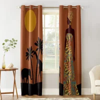 Black Woman African Savannah Tropical Landscape Window Curtains Living Room Curtain Home Decor 2