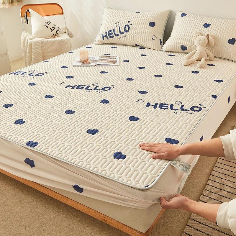 NaturalLatexCoolDownMatressProtectorCoverThickQuilted