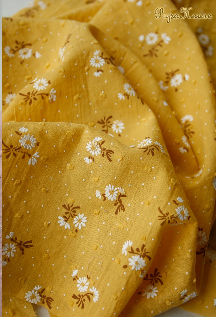 140x50cm Summer Cotton Fabric Fresh and Thin Little Floral Jacquard Dots Sewing Fabric Making Children's Clothing Dress Cloth cotton fabric