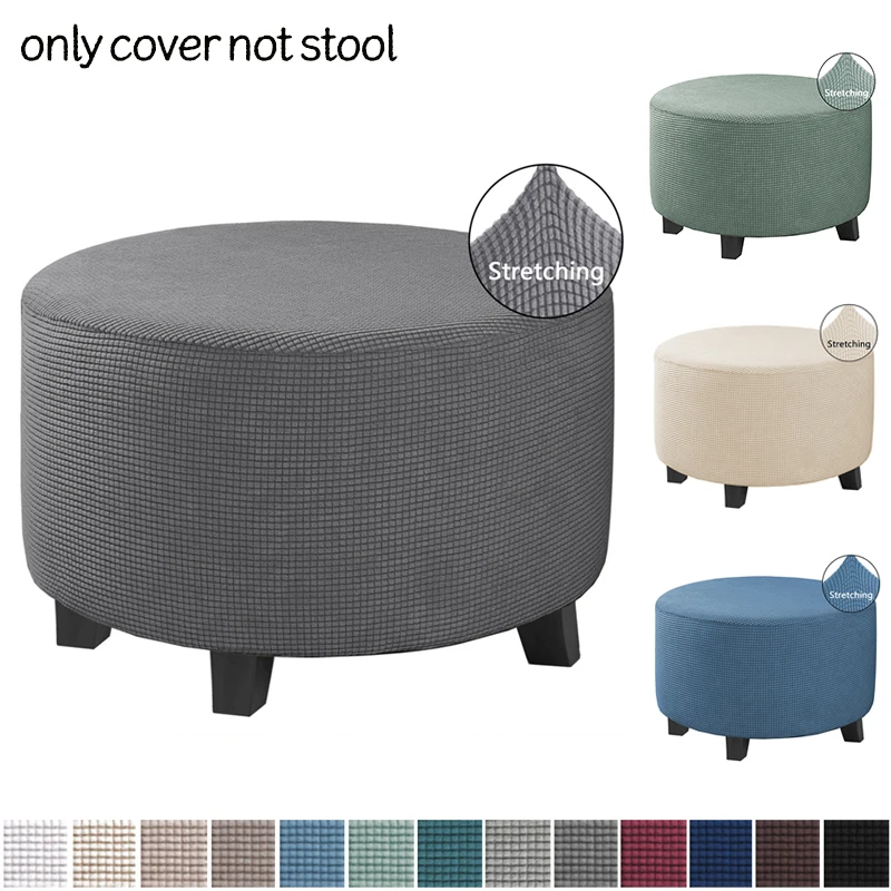 CLGTY Housse De Pouf Rectangulaire Imperméable, Élastique Velours Housse De Tabouret Ottoman Amovible Housse De Repose-Pieds Pour Intérieure Salon-Taupe-Large