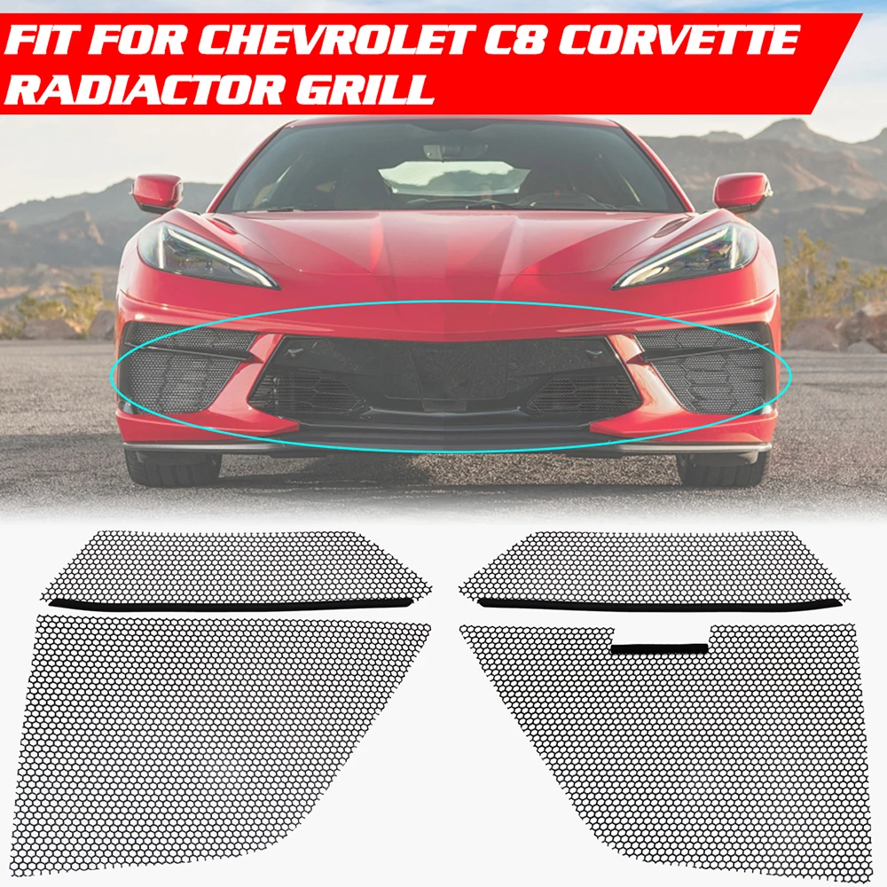 2 PCS Outer Mesh Grill Kit For A 2020-2022 Chevrolet Corvette C8 Radiator Grille