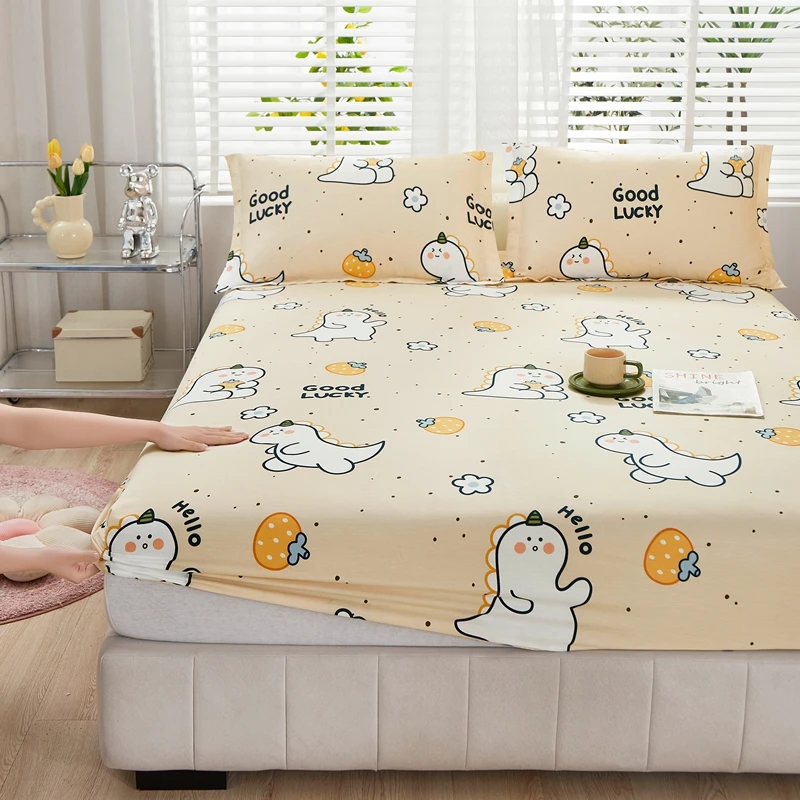 Cartoon Style Fitted Sheet Pure Cotton Bed Sheets Adults Kids Room Mattress Cover Printed Bed Linen 매트리스커버 (No Pillowcase) 3
