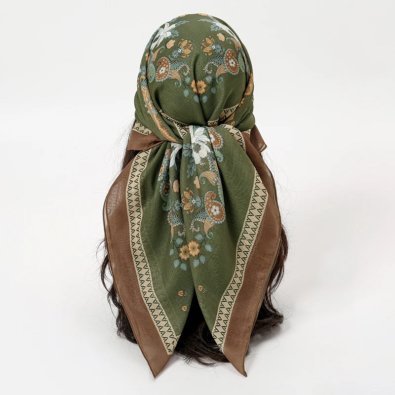 Luxury Silk Print Hair Scarf Women Floral Kerchief Neck Tie Hand Wrist Foulard Shawl Wraps Head Hijab Bandana Bag Accessoreis