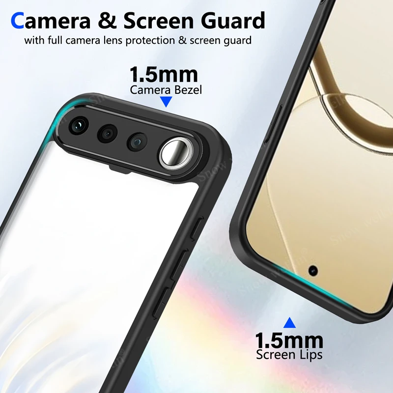 Crystal Clear Shockproof Silicone Phone Case with PC Back and TPU Bumper