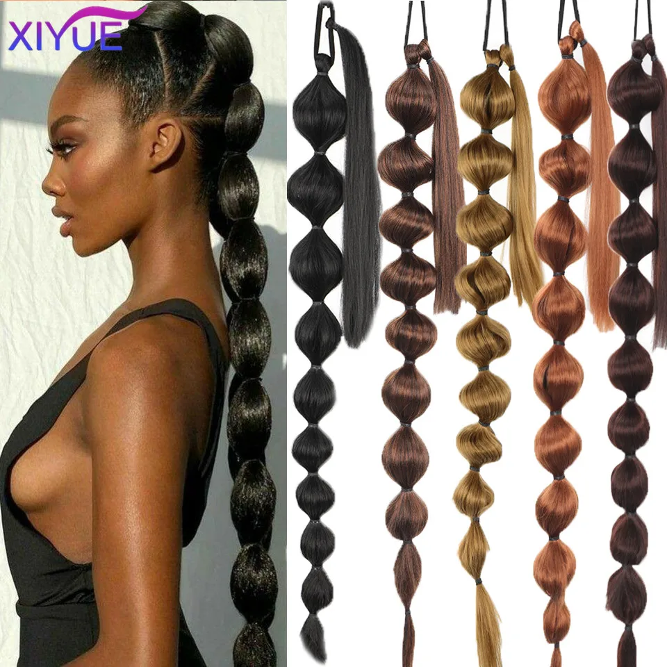 Wig bubble ponytail braid women's European and American entangled hair extensions ponytail lantern bubble braid wig XIYUE