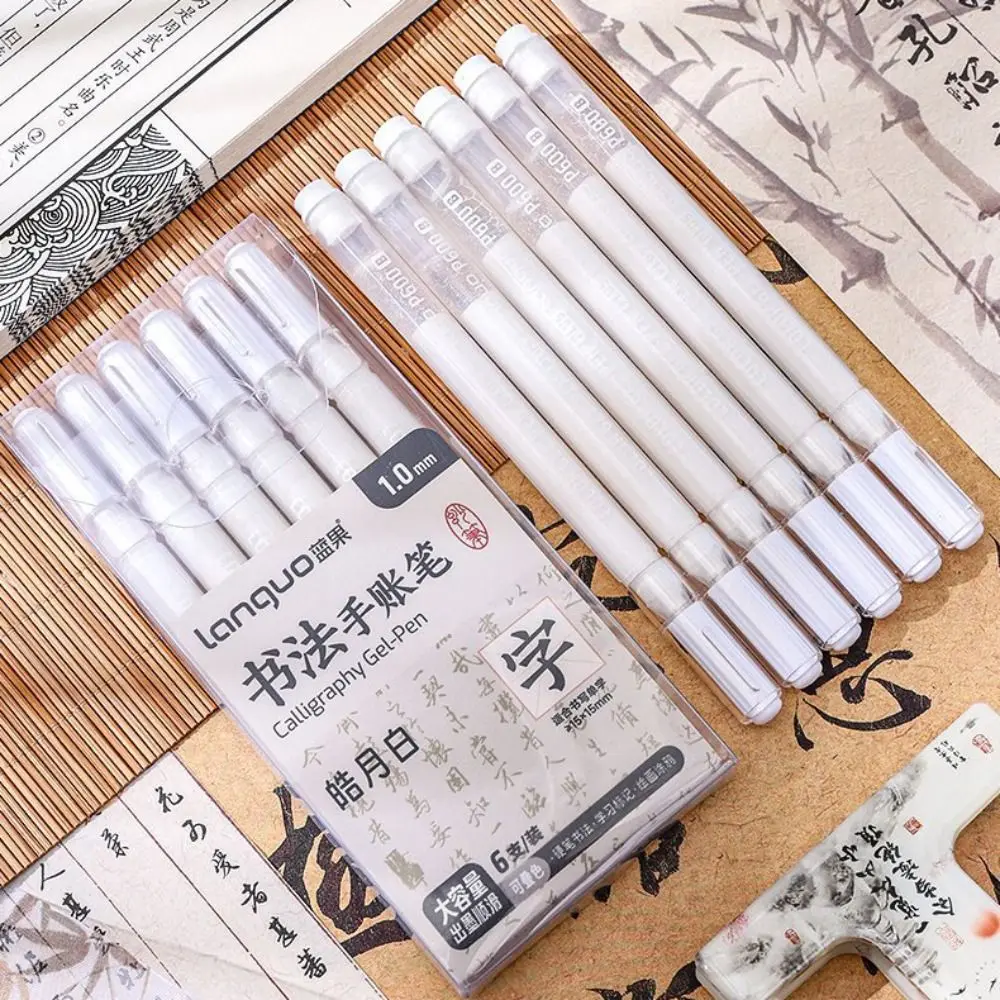 Large Capacity Ink Calligraphy Gel-Pen Aesthetic Stationery Smooth Writing Multicolor Neutral Pen Stackable Color 6Pcs highlighter markers gel highlighter markers