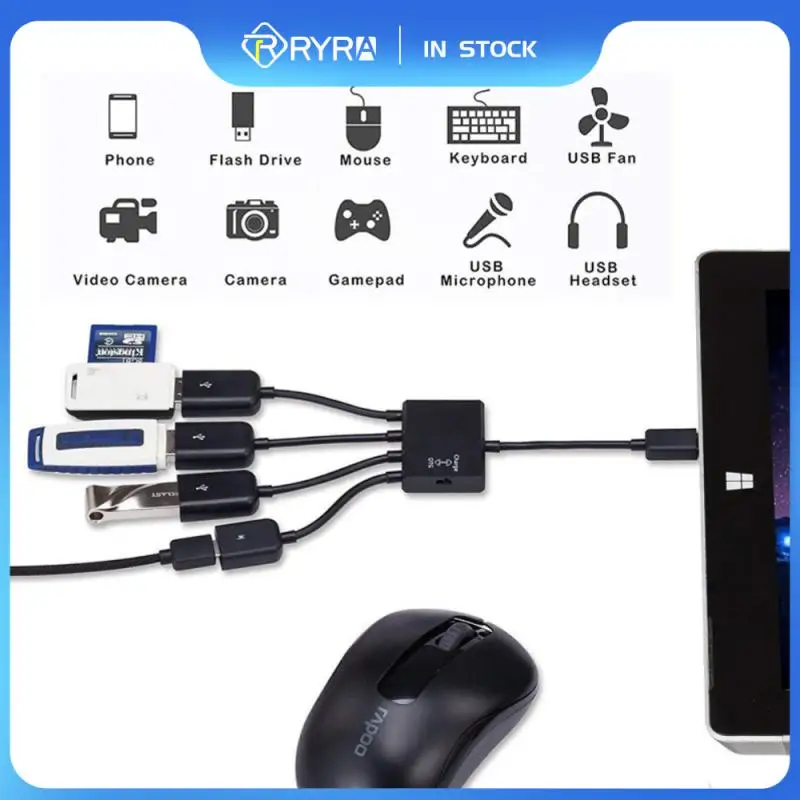 RYRA4In1MicroUSBHUBAdapter4PortWithPowerChargingOTGHub