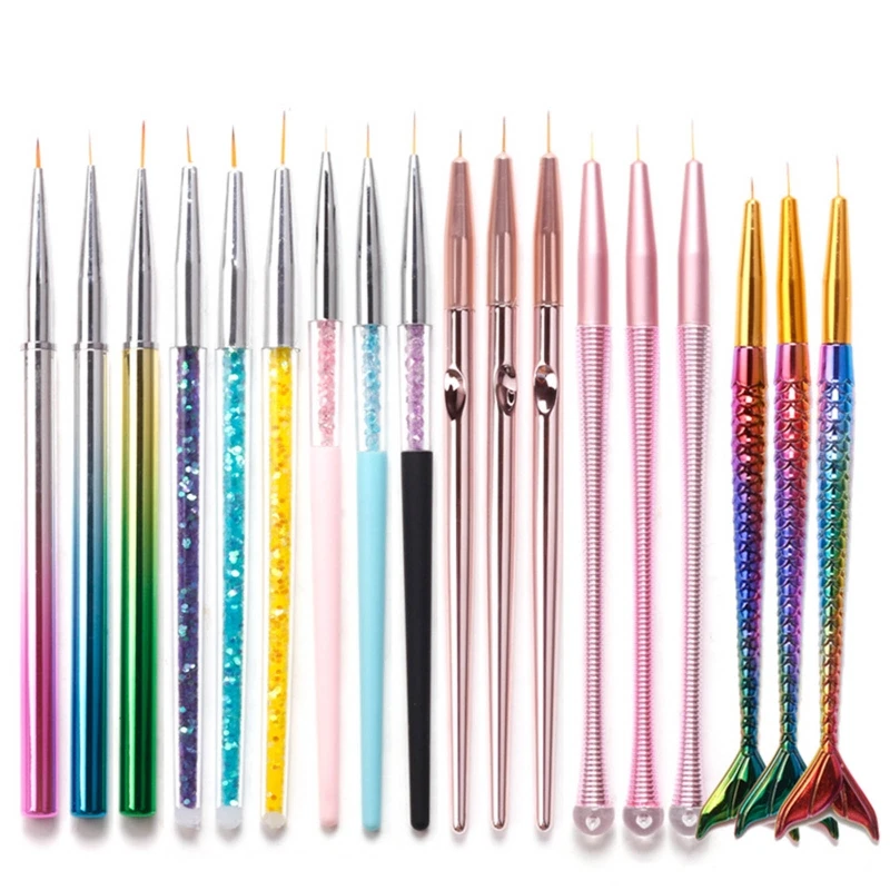 네일아트 드로잉 펜, 가짜 네일아트 아이라이너 젤 페인팅 브러쉬 살롱 DIY E74C