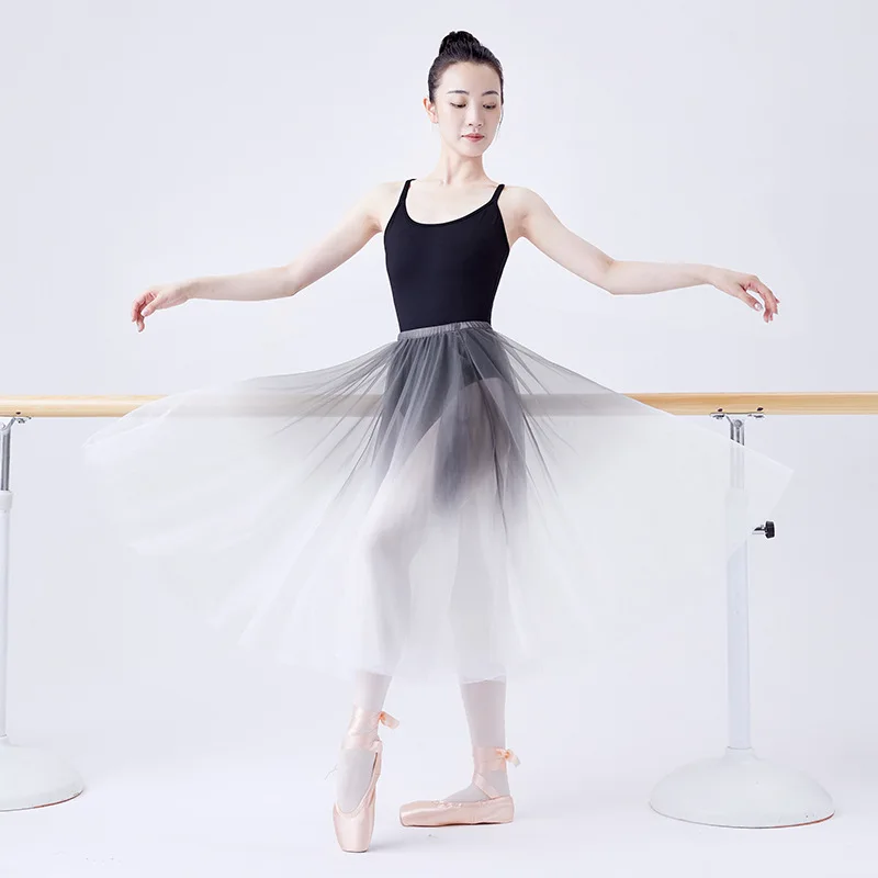 

1pcs/lot classic style woman ballet dancing skirt lady gradient chiffon ballet dancing long skirt