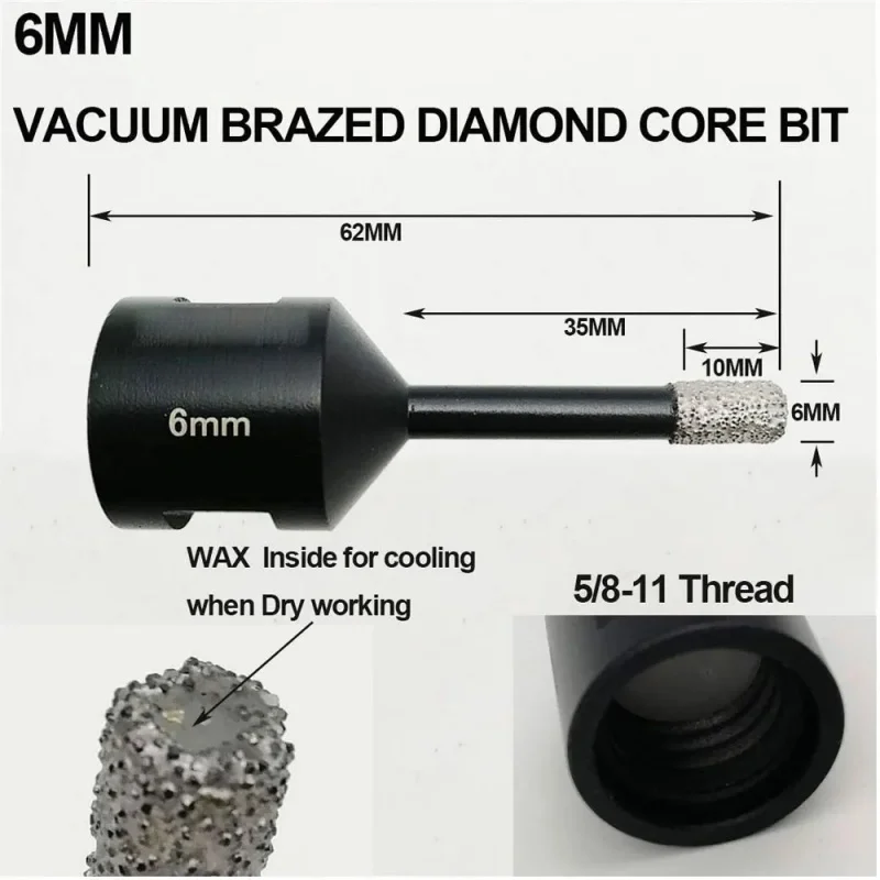 Drill Bit Set Drill Bits Drill Bit M14 Thread Brazed Diamond Drilling Core Bit Vacuum Hole Opener Angle Grinder For Ceramic Tile Granite Marble