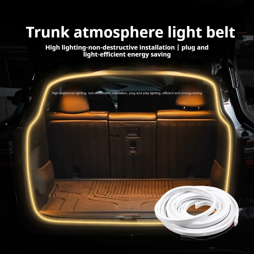SEAMETAL 5 Meter Car Trunk Light Strip Led Atmosphere Lamp Free-Cut Waterproof Soft Decorative Light Bar Universal for 12V Car