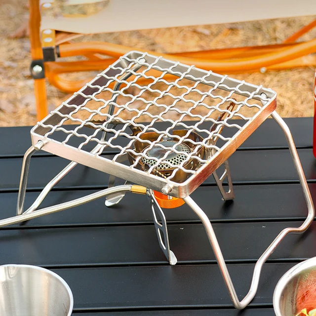 Multifunkcionális Hajtogató Tábortűz Grill Hordozható Rozsdamentes Acél Mini Kemping Állvány Rács Kályha Kültéri Fa Piknik Bbq