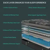 12"14" Gel Memory Foam Hybrid Pocket Spring Mattress Twin Full Queen King Bed Mattress In A Box, Medium Firm Motion Isolation 6