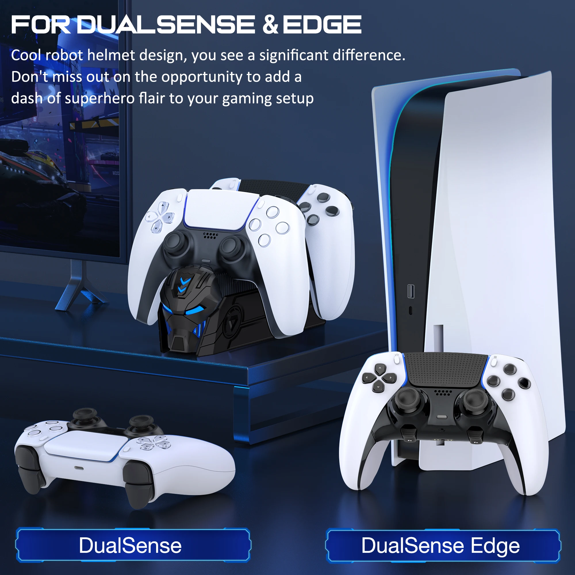 Dual Fast Charger for PS5 Wireless Controller Stand for Sony PlayStation 5 Gamepad DualSense, controller charger dock,controller charging base,controller charger