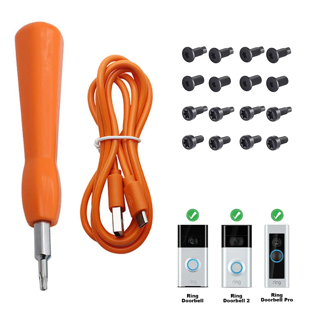 Ring Video Doorbell Pro 2 Kit Screwdriver Tool USB Charger Cable Drill Smart Doorbell Disassembly Screw With Charging Wires