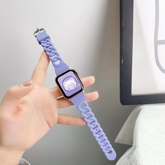 Style Strap38mm 42mm 40mm For Apple Watch Connected shape Link SE7 6 5 4 3 2 1 for iWatch 44mm 41/45mm Soft Silicone Band