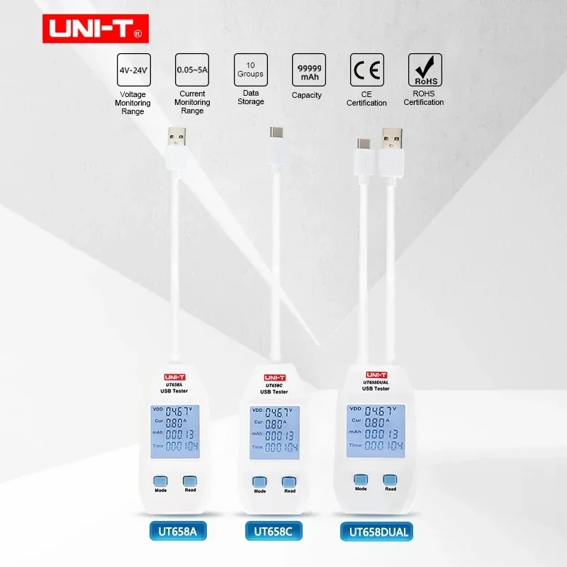UNI-T UT658B UT658DUAL UT658LOAD 전압 및 전류 모니터 디지털 제품 충전기 용량 측정기 USB 테스터 저장 장치