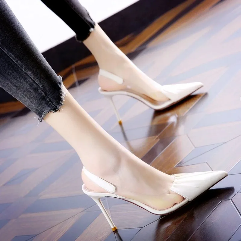 Star style Pleat design Women Pumps Elegant Stiletto High heels Office Lady Shoe Fashion Summer Slingbacks Female Business Shoes