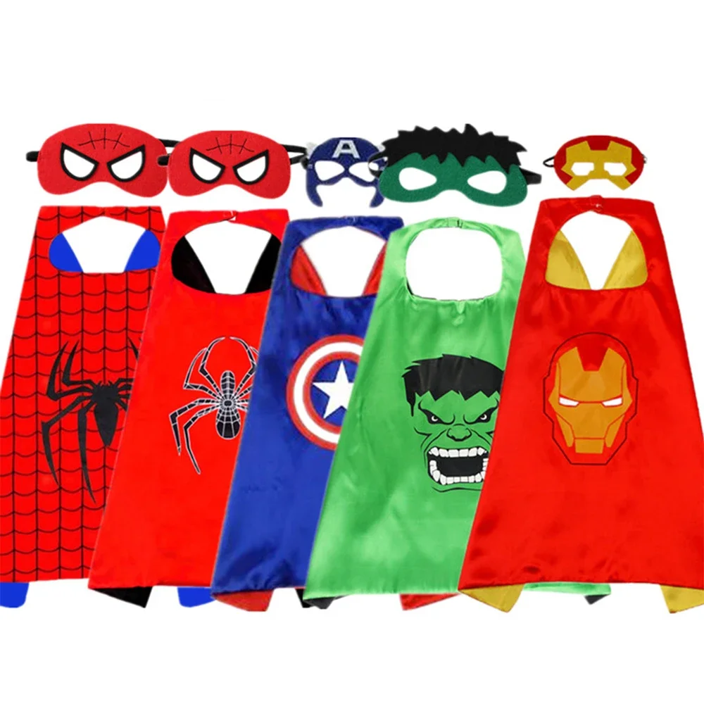 Avengers Kids Spiderman Iron Man Cloak Mask Costume Cosplay Boy Girl Hulk Captain America Halloween Party Gift Superhero