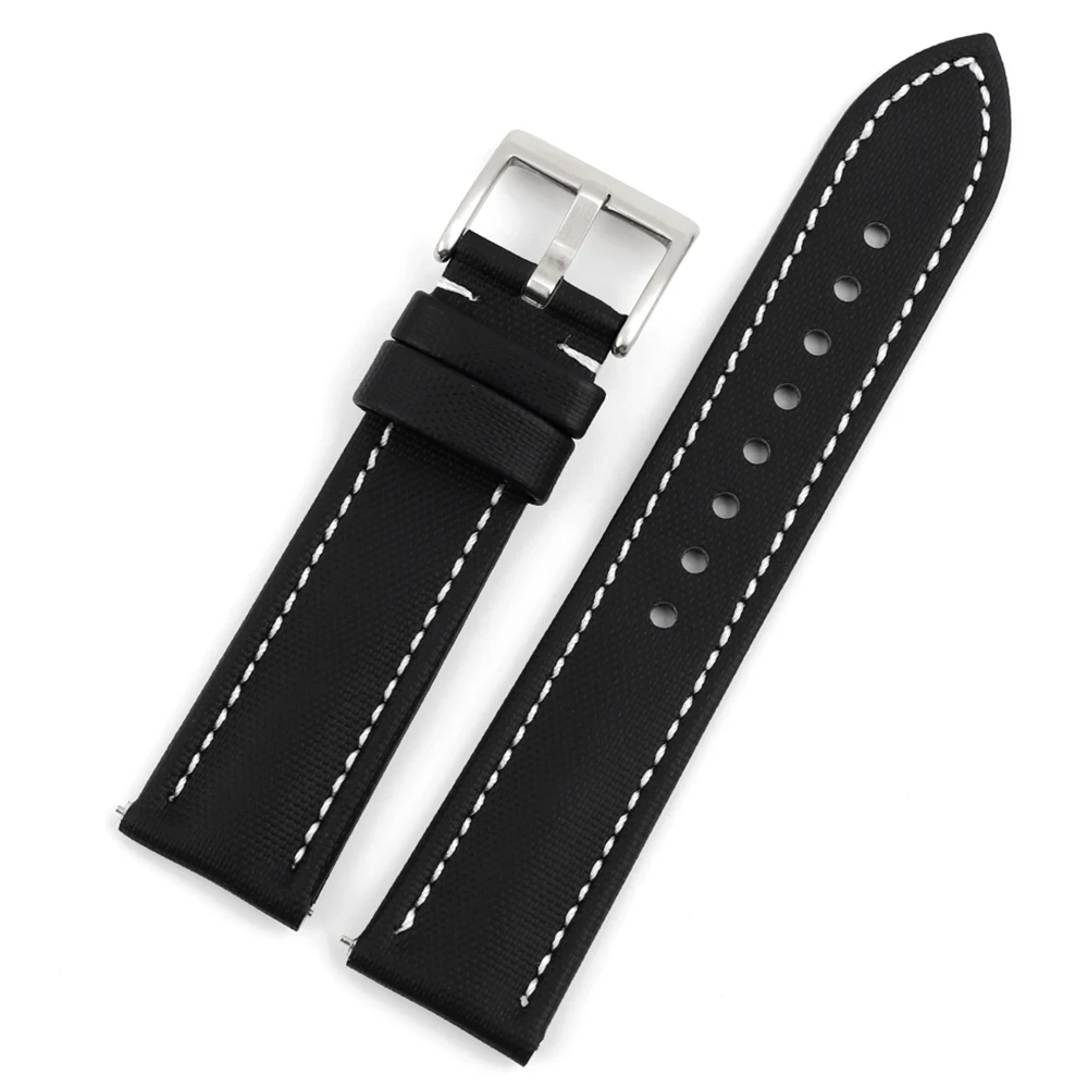 Deluxe Sailcloth Watch Band with Handmade Stitching and Quick Release Strap