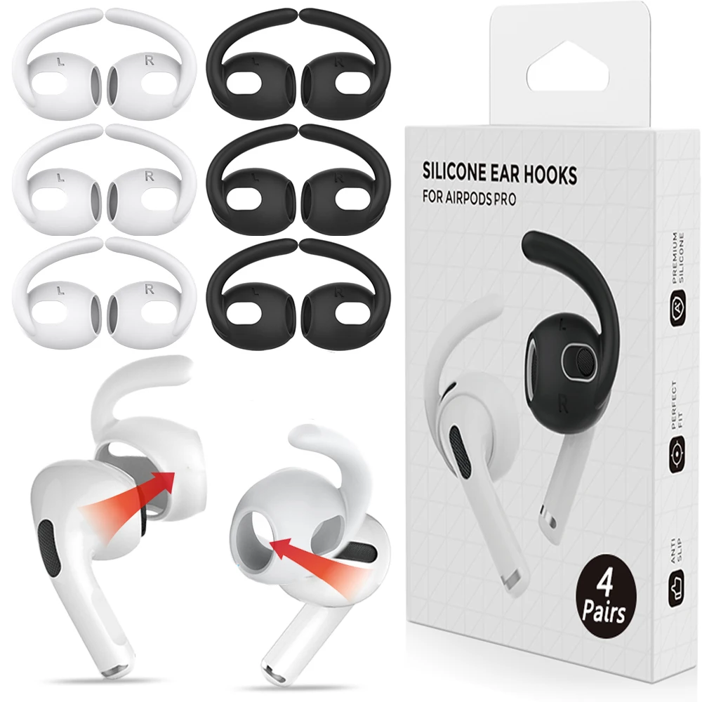 4-1 Paia Di Ganci Per Le Orecchie In Silicone Per Apple Airpods Pro Cover Morbida Per Auricolari Antiscivolo Per Airpods Pro Protezione Per Auricolari