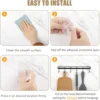 Kitchen Utensil Storage Rack Wall Mount Adhesive Kitchen Hanger Holder Space Saving Kitchen Organization Wall Hooks 5