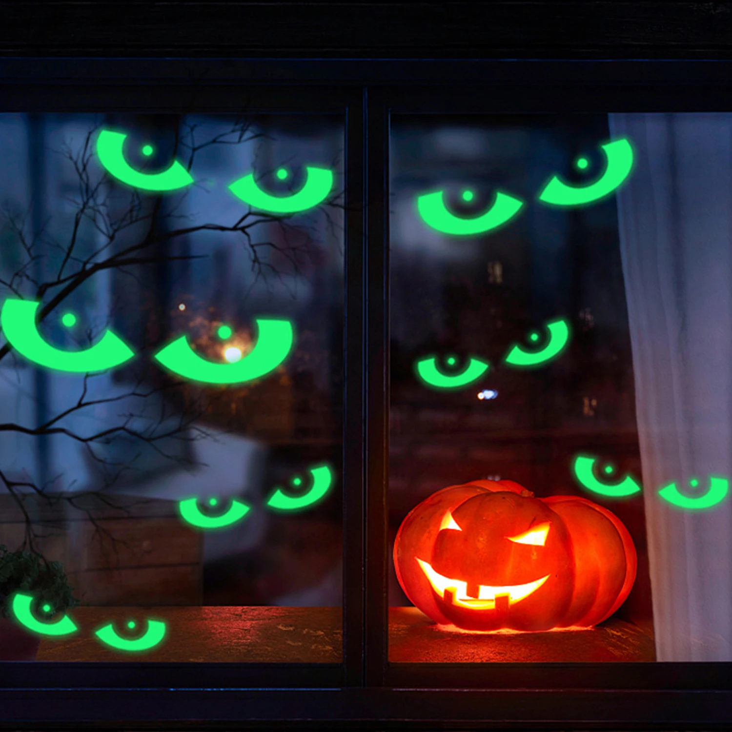 

Halloween Decoration Wall Sticker Glow in The Dark Eyes Stickers for Window Door Halloween Window Decoration Party Supplies 1Set