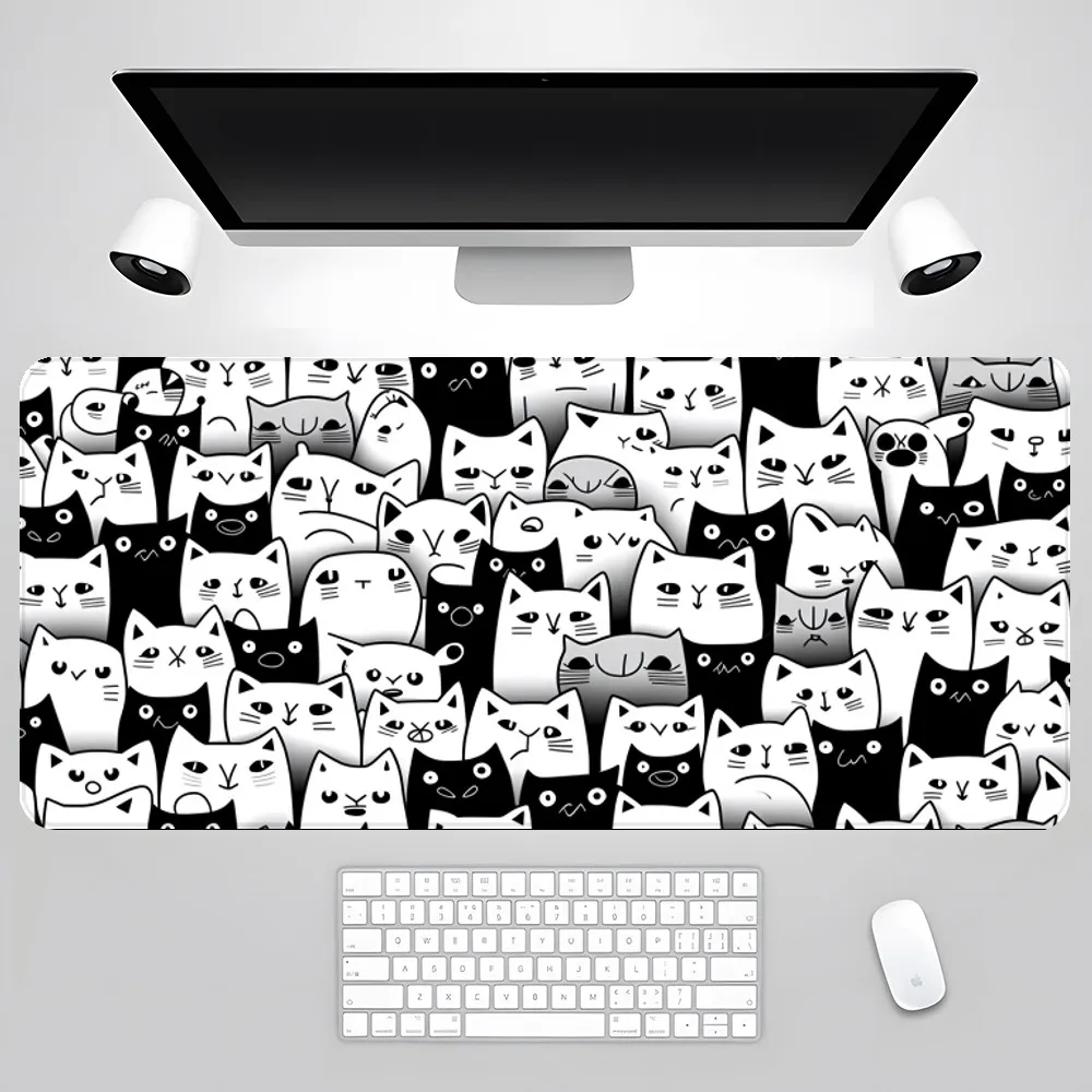 Anime Pink Cute Cat Mouse Pad XXL Deskmat Mats Gamer Pc Gaming Accessories Rubber Mat Keyboard Cabinet Mause Laptops