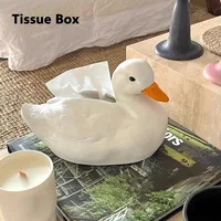 AhunderJiaz White Resin Duck Tissue Box Dining Table, Living Room, Bedroom with Cute Decor Tissue Boxesome Decoration 1