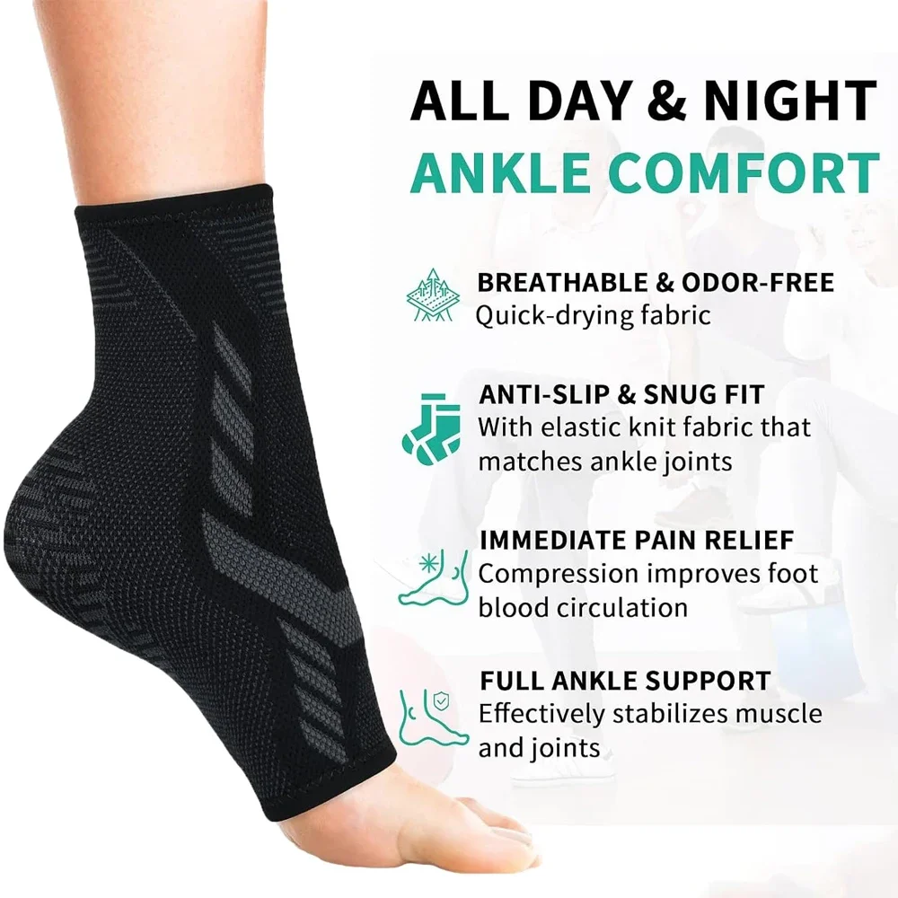 Ankle Brace for Women/Men Compression Ankle Support for Sprain & Strain Achilles Tendonitis Plantar Fasciitis & Recovery 1PCS