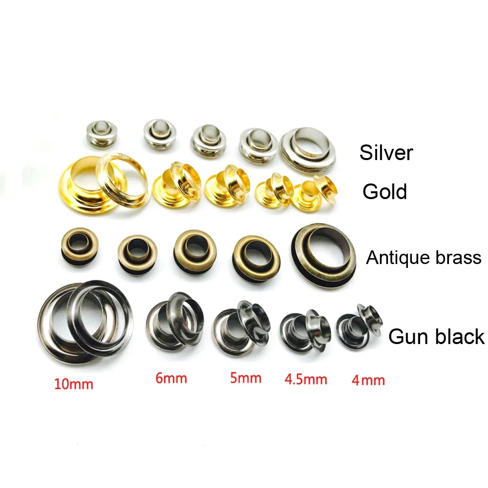 Silver Double Sided Brass Eyelets 20pcs 4/4.5/5/6/8/10mm Leather Craft Grommet Clothing Bags Repair eyelet grommet ring kit eyelet grommet ring grommet eyelet kit screw back eyelets