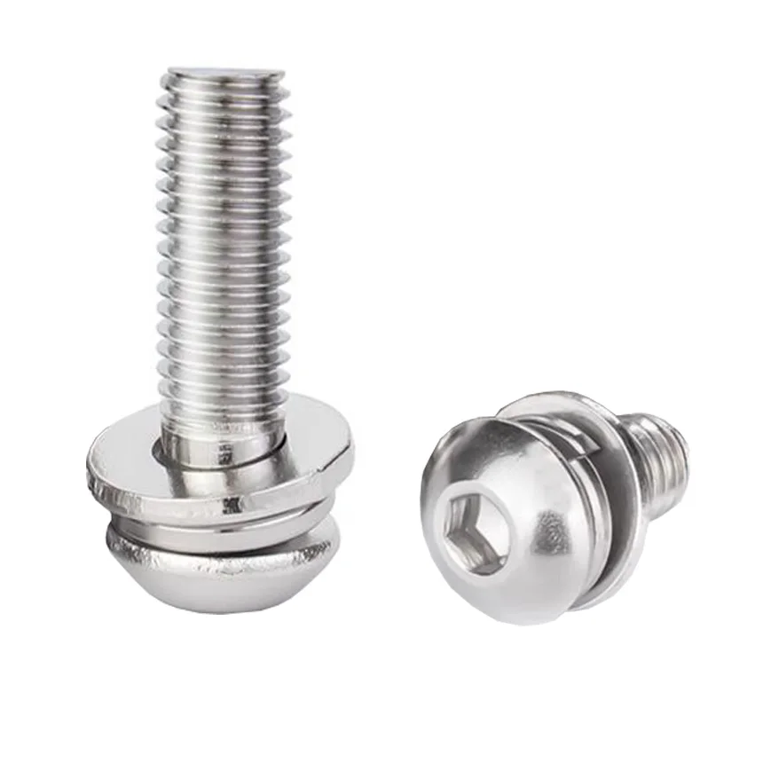 

M2.5 M3 M4 M5 M6 M8 6-50mm 304 Stainless Steel Allen Hex Socket Combination Screw Washer Plain Spring Washer Assembly Bolt Screw