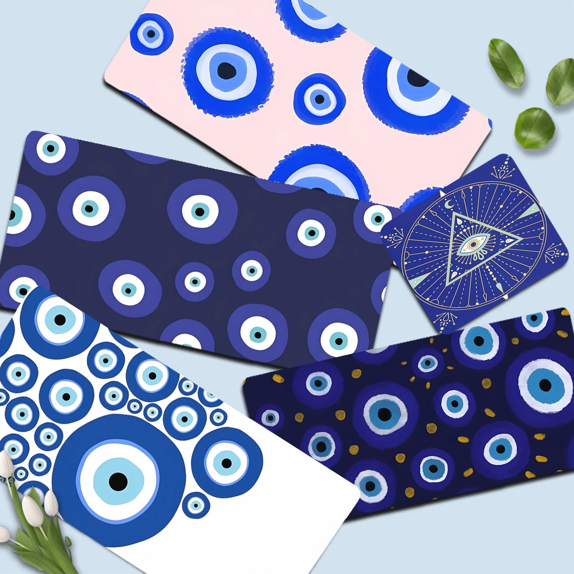 

Funny Turkish Lucky Blue Evil Eye Mousepad girl pad Keyboards Mat Rubber Desk Mat Size for large Edge Locking Game Keyboard Pad