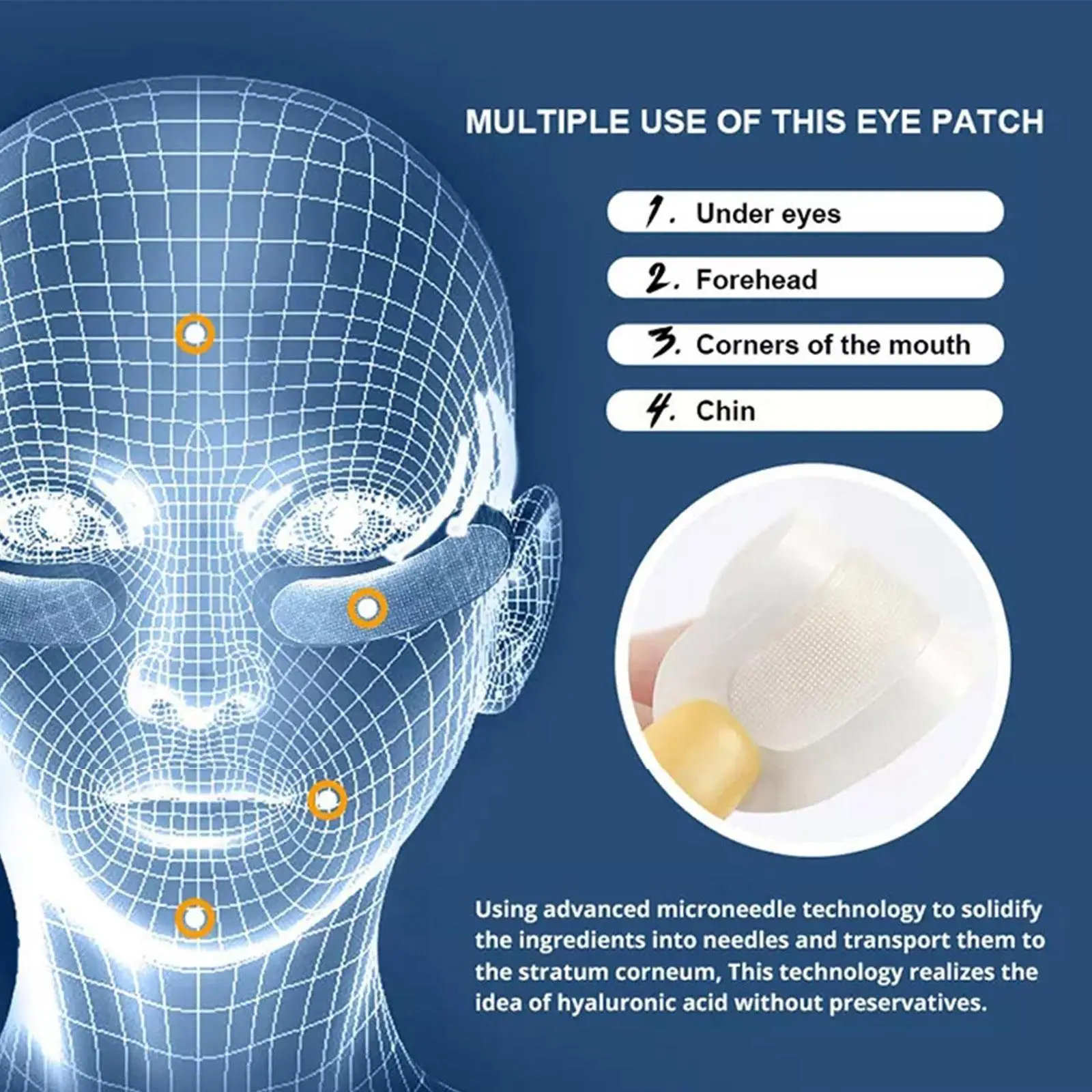 Microneedle Eye Mask 1/3/5Pairs 2200 Nano Soluble Applied Hyaluronic Acid To Improve Dark Eye Circles Care Skin Care Beauty