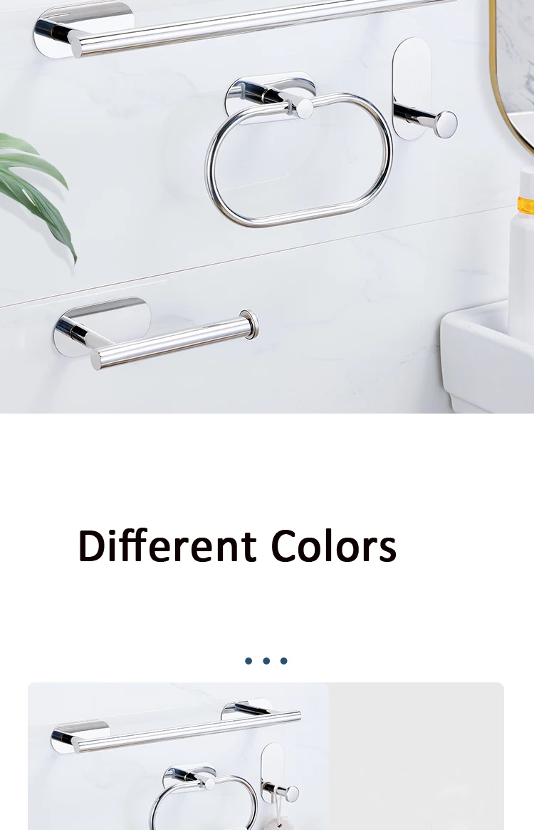 Description Picture 4 of itemBathroom Accessories Sets No Drilling Toilet Tissue Roll Paper Holder Towel Rack Bar Rail Ring Robe Clothes Hook Hardware