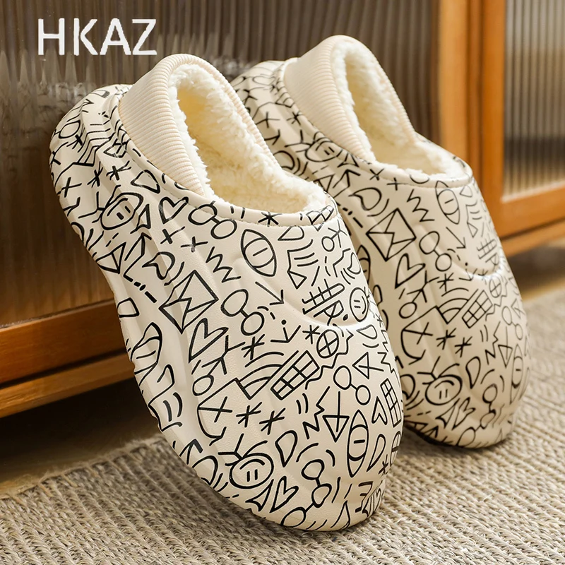 

Couple's Slippers Plus Velvet Keep Warm Thick Bottom Comfortable Wear-Resistant Non-slip Fashion Popular Model Winter Main Push