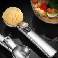 1pc Premium Stainless Steel Ice Cream Scoop with Trigger Watermelon Dessert Scoop Perfect for Frozen Yogurt Gelatos Sundaes 2