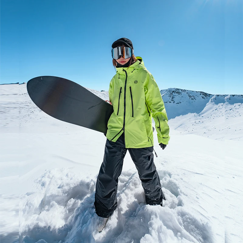 NANDN Snowboard Jacket 3L Ski Jacket Men Women Windproof Waterproof Winter Ski Coat Wear Solid Color Hooded Warm Suit