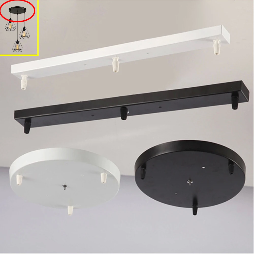 Description Picture 2 of itemDIY Ceiling mounted Base Canopy Plate 3 Heads Chandeliers pendant Light hanging Lighting ceiling Accessories Black White