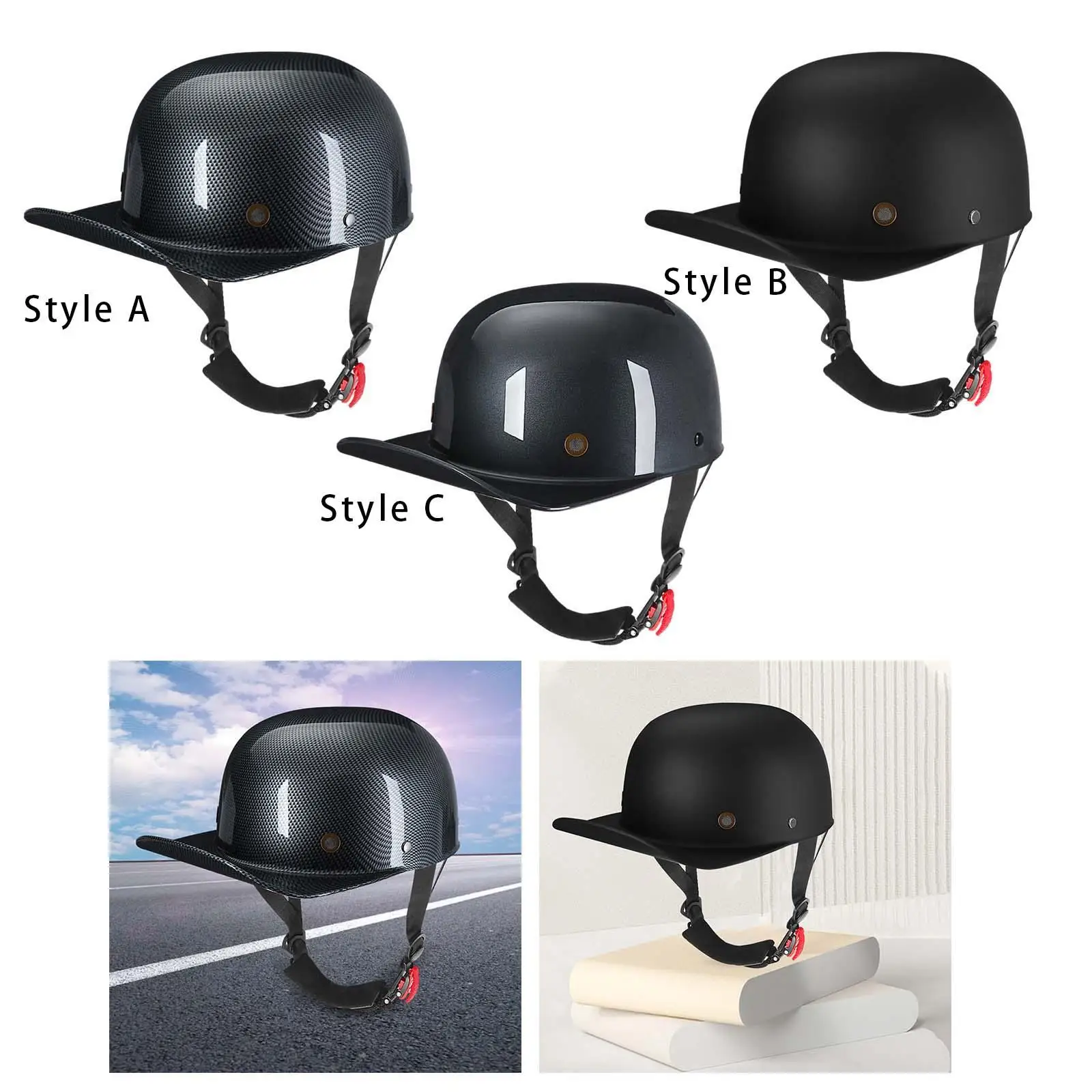 Retro Motorcycle ATV Helmet Open Face Helmet Strong and Drop Resistant Half Helmet for Head Circumference 58-60cm