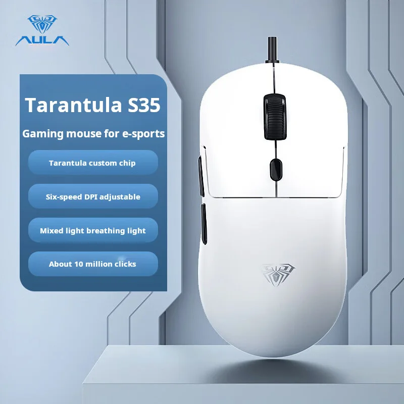 AULA S35 Wired Gaming Mouse 1000HZ Rate of Return Macro Programming Drive Ergonomic Esports Peripherals Laptop Desktop Computer