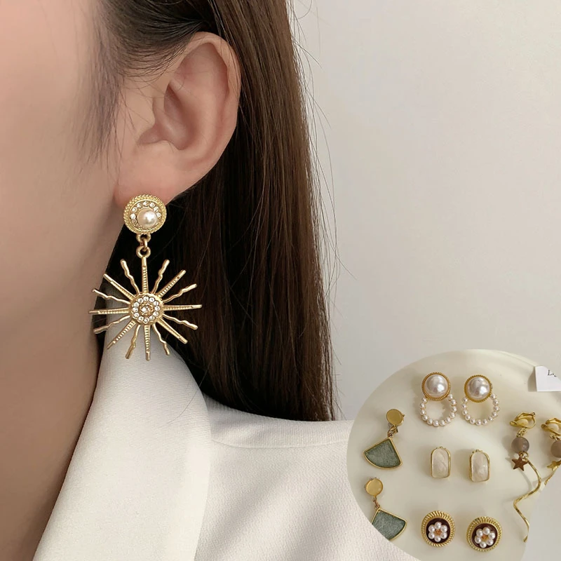 

1Pair Ear Clip Minimalist Stylist Women Pearl Earrings No Ear Hole Trendy Ear Clips Jewelry Gifts