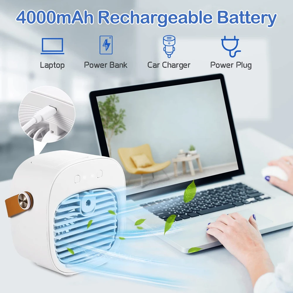 Portable Air Conditioner Rechargeable Mini Air Conditioners Personal Air Conditioning Cordless Air Cooler Fan For Room Camping 4