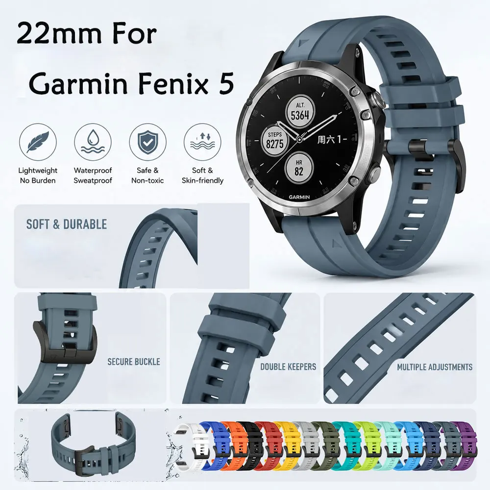 Breathable and Lightweight Quick Fit 22mm Silicone Watch Strap