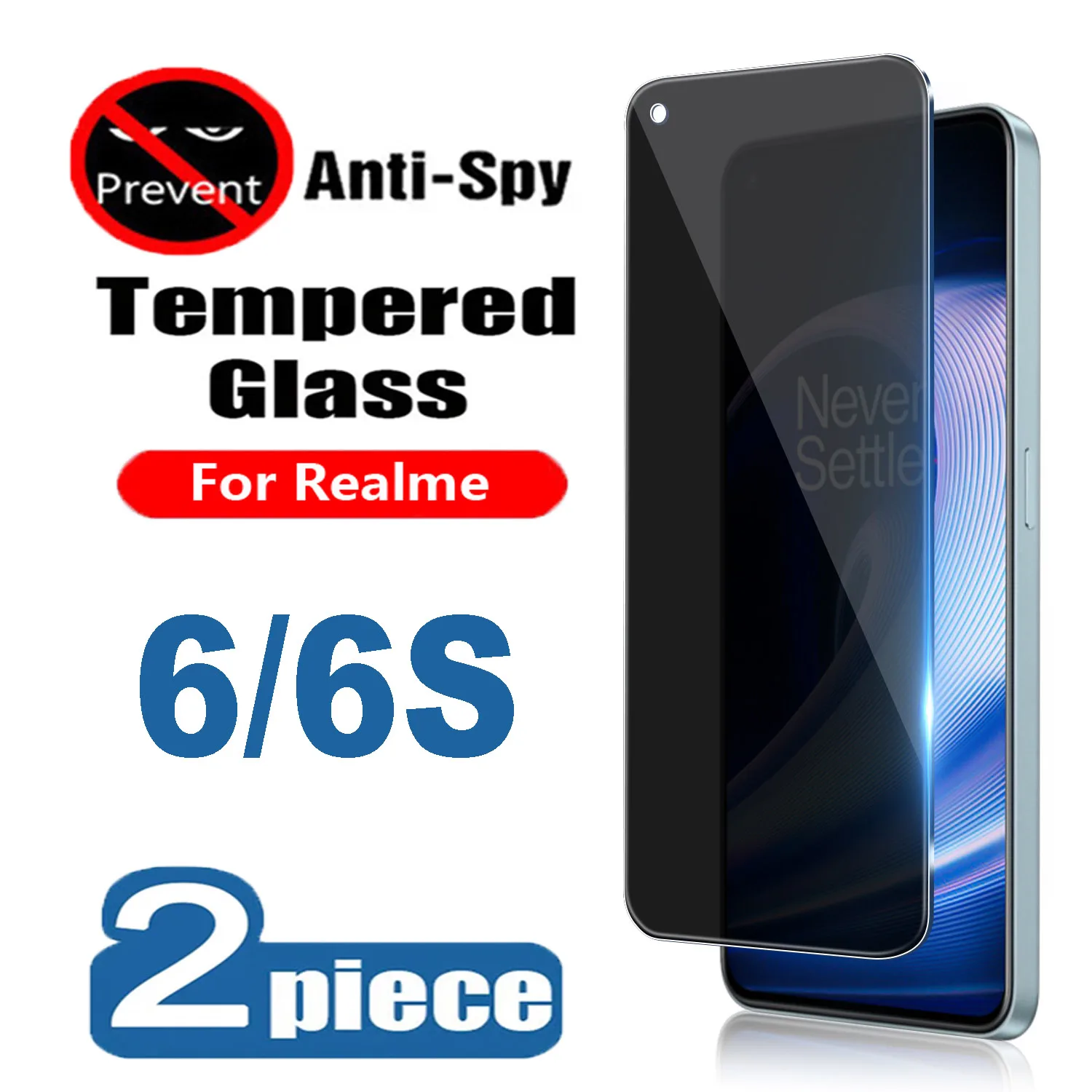 2PCSPrivacyScreenProtectorsForRealme66SAntispyTemperedGlass