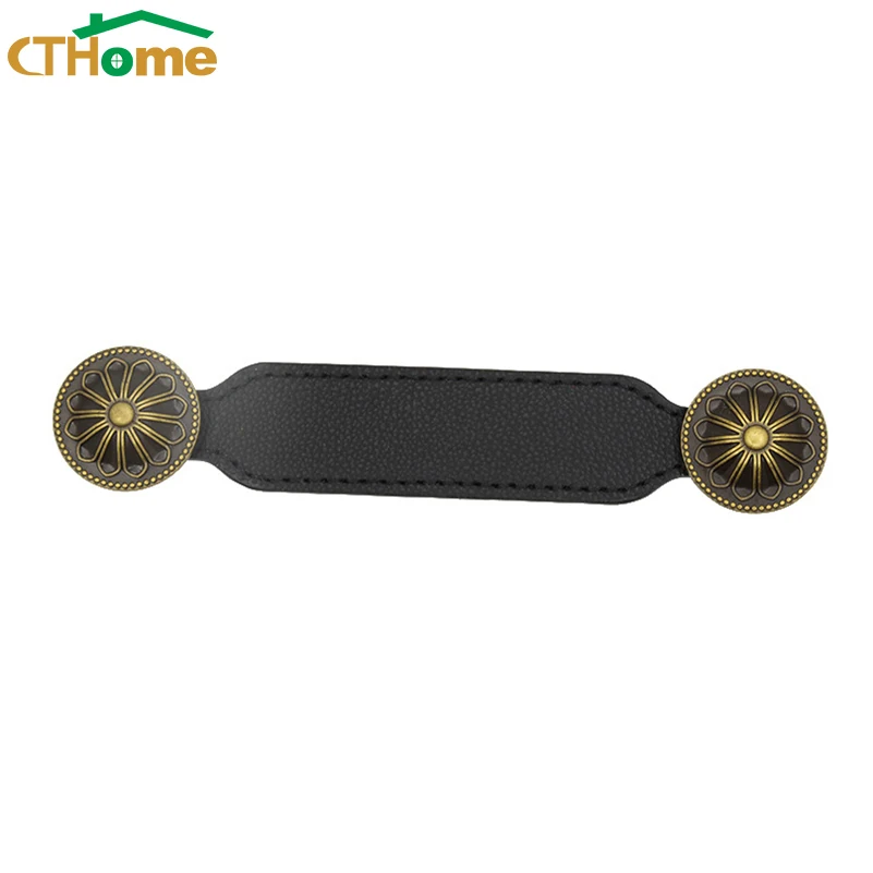 1PCS 96-128mm Leather Drawer Handles Dresser Cupboard Wardrobe Pulls Kitchen Cabinet Handle Door Knobs And Handles for Furniture