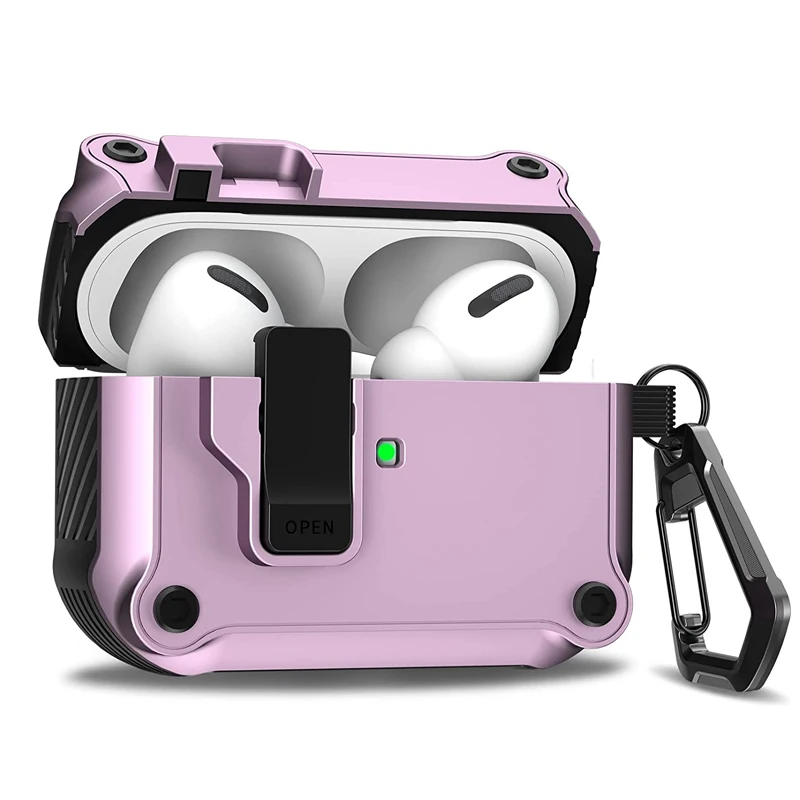 Shockproof Security Lock Cover with Hook for Wireless Earbuds Case