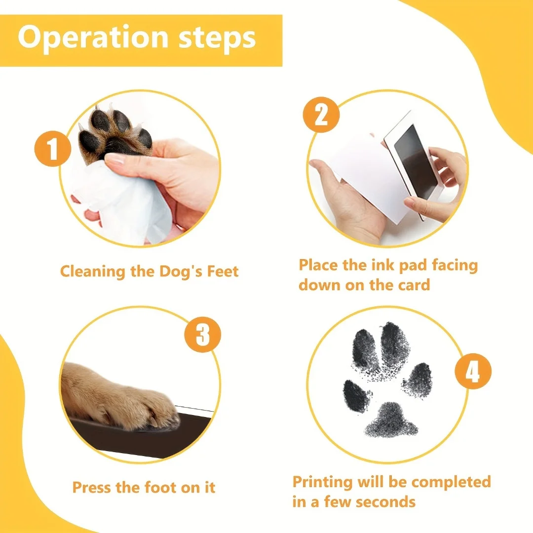 Pet Paw Print Impression Kit for Dogs Cats Footprints 1 Inkless Ink Pads for Pet Hand and Footprints 2 Imprint Cards ink pads pet print kit